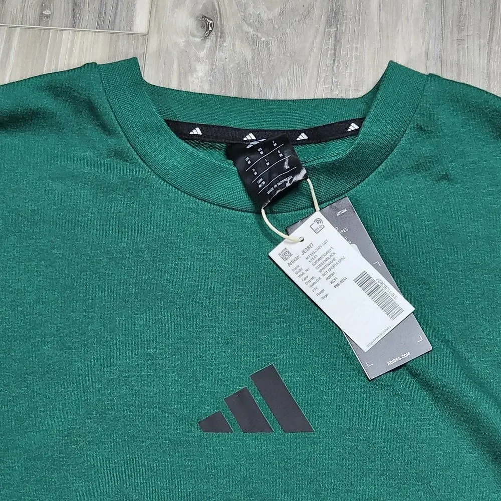 Adidas Sweatshirt Men's Medium Green Feelcozy Long Sleeve New